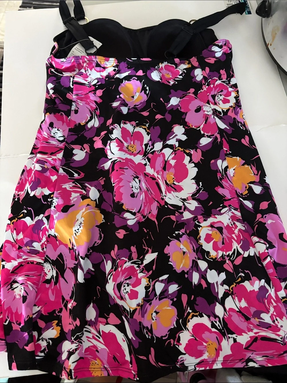 Floral Black Pink Yellow SwimDress